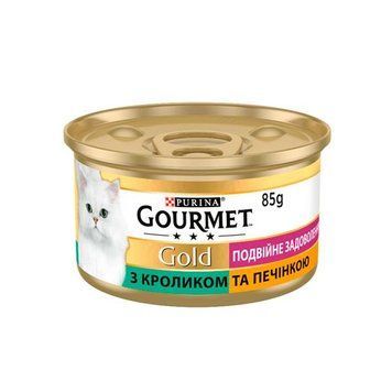Вологий корм для котів Gourmet Gold кусочки у підливці з кроликом і печінкою 85г 390 фото