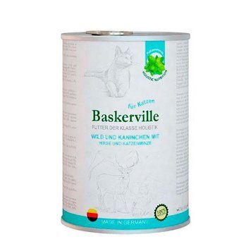 Baskerville Влажный корм котов с олениной, кроликом и кошачьей мятой, 400 г 100 таблеток 41123 фото