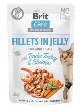 Brit Care Cat pouch нежная индейка с креветками в желе беззерновой влажный корм для котов 85 г 40 мг 65602 фото