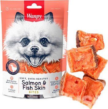 Wanpy (Salmon Bites) Мягкие кусочки лосося лакомство для собак 100г 77973 фото
