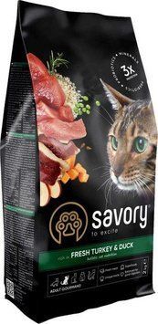 Savory Сухий корм для кішок зі свіжим м'ясом індички та качкою 400 г 73765 фото