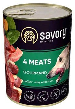 Savory вологий корм для собак всіх порід з чотирма видами м'яса-400 гр 73757 фото