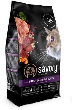 Savory Adult Cat Сухий корм для кастрованих котів зі свіжим м'ясом ягняти та куркою 400 г 73767 фото
