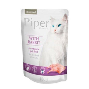 Консерва для котів Dolina Noteci Piper cat Sterilised Rabbit з кроликом для стерилізованих кішок 100г 41231 фото