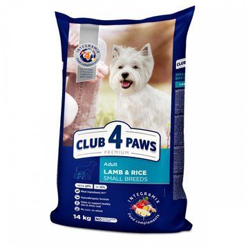 Club 4 paws (Клуб 4 лапи) PREMIUM для собак дрібних порід з ягням і рисом 900г 42414 фото