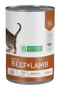 Nature's Protection Cat adult with beef & lamb complete pet food with beef adult cats говядина и ягненок корм с для взрослых кошек 400гр. 300 мг, 10 шт 78536 фото