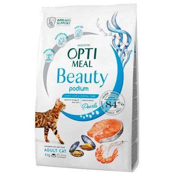 Акція-30 Optimeal Beauty Podium з морепродуктами сухий корм для кішок догляд за шерстю і зубами 1.5 кг 79988 фото