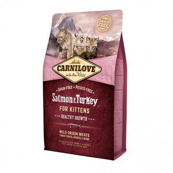 Carnilove Cat Salmon Turkey Kitten Сухой корм для котят с лососем и индейкой 400 г 225 мг 74670 фото