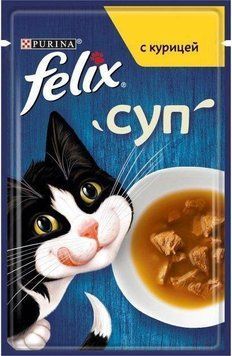 Purina Felix Влажный корм для кошек суп с курицей 48г 12 кг 67472 фото