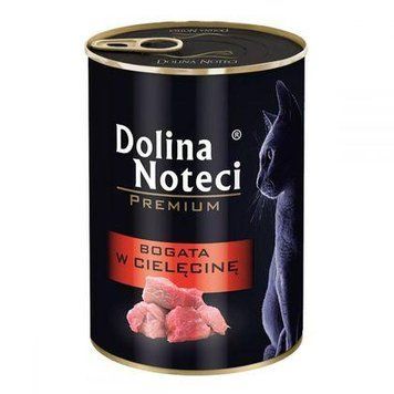 Консерва для кішок Dolina Noteci Premium Cat м'ясні шматочки з телятиною в соусі 400g 56425 фото