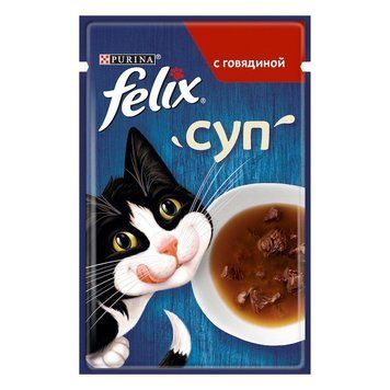 Purina Felix Влажный корм для кошек суп с говядиной 48г 67471 фото