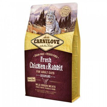 Carnilove Fresh ChickenRabbit for Adult Cats Gourmand Сухий корм для котів з кроликом і куркою 400 г 74673 фото