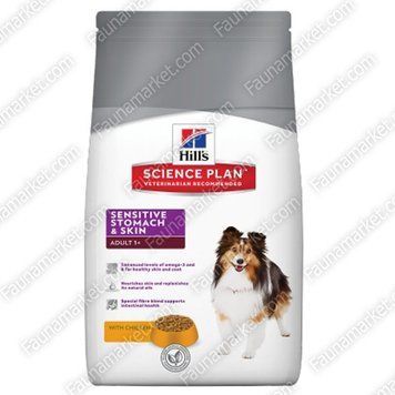 Hill's( Хиллс) Science Plan Sensitive Stomach&Skin Adult with Chicken Сухой корм для собак с чувствительным желудком и кожей с курицей 19742 фото