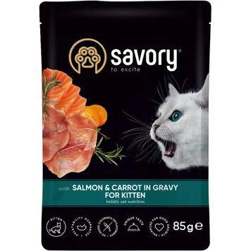 Savory Влажный корм для котят лосось с морковью в соусе, 85 г 76981 фото