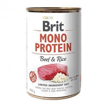 Brit Mono Protein Beef&Rice вологий корм для собак з яловичиною і рисом 400г-400г 37839 фото