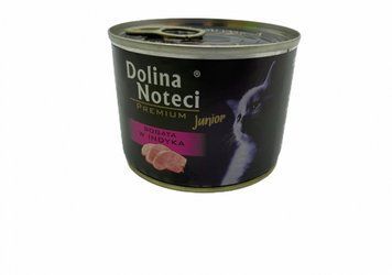Консерва для котів Dolina Noteci Premium Kitten для кошенят м'ясні шматочки з індичкою в соусі 185м 56433 фото
