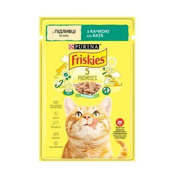 Вологий корм для кішок Friskies NEW качка в підливі 85 г 56832 фото