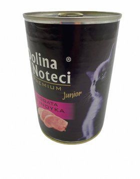 Консерва для котів Dolina Noteci Premium Kitten для кошенят м'ясні шматочки з індичкою в соусі 400г 56434 фото