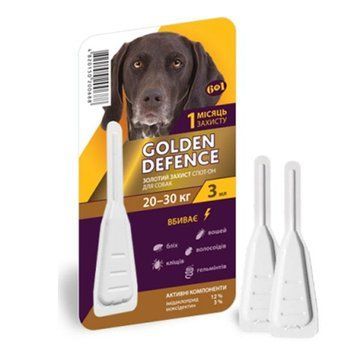 Golden Defence краплі на холку для собак від 20 до 30 кг (1 піпетка) 28914 фото
