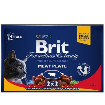 Brit Premium Cat pouch з тушкованою яловичиною і горохом 400г 31651 фото