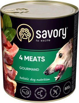 Savory Dog Gourmand вологий корм для дорослих собак з чотирма видами м'яса-800 г 74680 фото