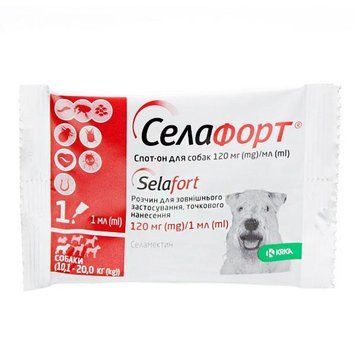 Селафорт для собак - капли от блох и клещей на холку 100 мл 58149 фото