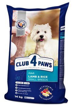 Акція CLUB 4 PAWS Сухий корм для собак малих порід з ягням та рисом 14кг (-18%) 72697 фото