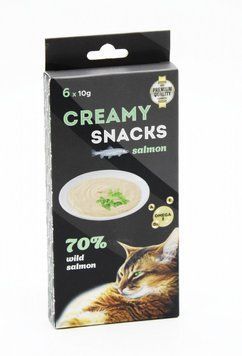 Creamy snacks salmon Лакомство для кошек мягкое пюре из мякоти лосося и курицы в стиках 6*10 гр. 80488 фото