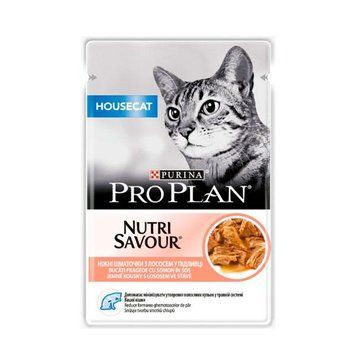 Pro Plan NUTRISAVOUR Housecat з лососем в соусі для кішок, що живуть вдома 85г 35114 фото