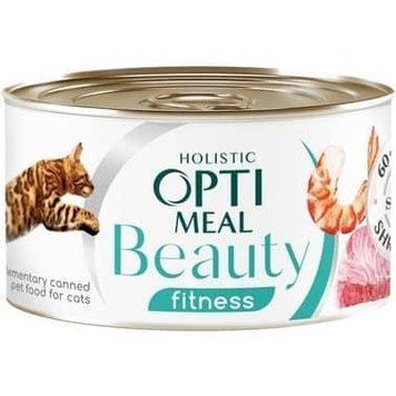 Optimeal Beauty Fitness для кішок смугастий тунець у соусі з креветками 70 г 69182 фото