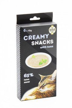 Creamy snacks with tuna Лакомство для кошек мягкое пюре из мякоти тунца и курицы в стиках 6*10 гр. 80489 фото