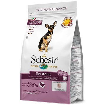 Schesir Dog Toy Adult курка Сухий монопротеїновий корм для дорослих собак міні порід 0,8кг 77999 фото