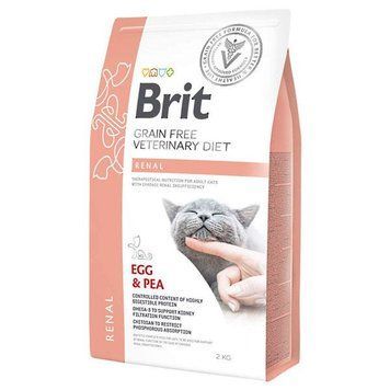 Brit GF Veterinary Diet Cat Renal Беззерновий корм для котів з хронічною нирковою недостатностю з яйцем і горохом Серо-белый 55626 фото