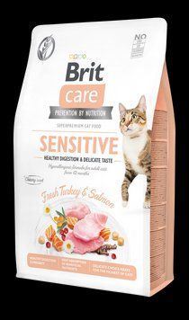 Brit Care Cat Grain-Free Sensitive Беззерновой корм для кошек с чувствительным пищеварением с индейкой и лососем 100 мг 62910 фото