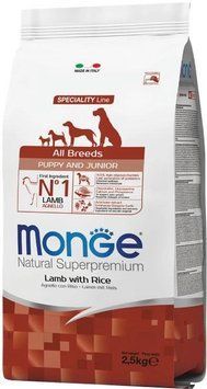 Monge dog корм all breeds Puppy&Junior Ягня і рис корм для цуценят усіх порід 2,5 кг 78791 фото