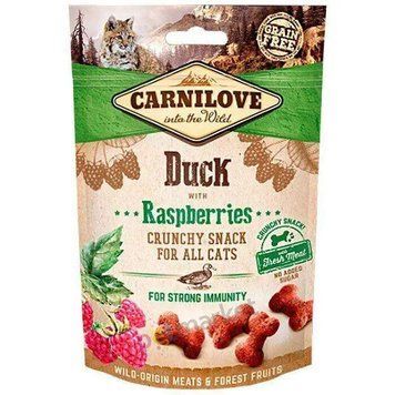 Лакомство Carnilove Cat Crunchy Snack для котов с уткой и малиной 50гр 2 кг 73734 фото