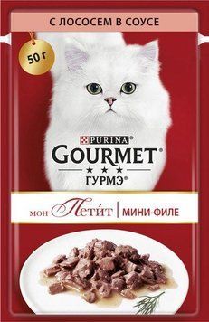 Purina Gourmet Mon Petit Влажный корм для кошек с кусочками лосося в соусе 50г 20 мг 72816 фото