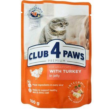 Club 4 paws (Клуб 4 лапи) 100г для котів Преміум індичка в Желе 58612 фото