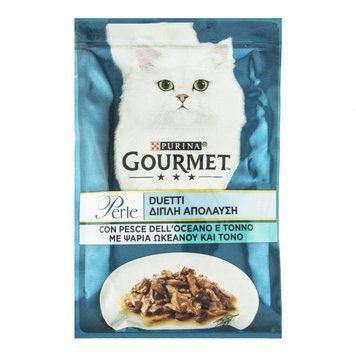 Gourmet Perle консервы для кошек с океанической рыбой и тунцом 85г Пауч 580130 225 мг 25-45 кг 68804 фото