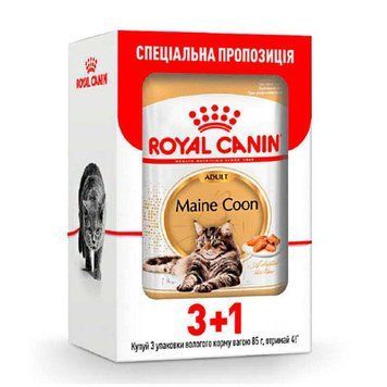 Maine Coon Adult консервований корм для дорослих кішок породи Мейн-Кун Акція 4 шт. 74231 фото