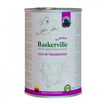 Baskerville вологий корм для цуценят Телятина і ожина-400г 41129 фото