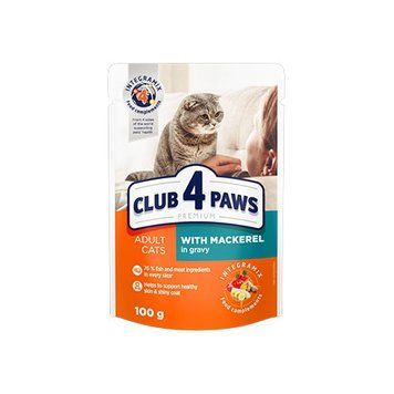 Club 4 paws (Клуб 4 лапи) з макреллю в соусі 100г 35840 фото