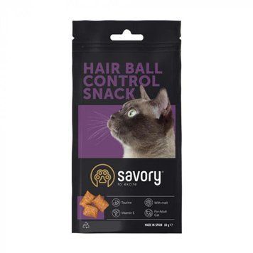 Лакомство SAVORY Snack Hair-ball Control для выведения шерсти у кошек 60гр 12 кг 74338 фото