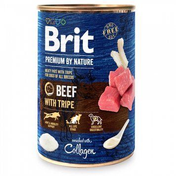 Brit Premium By Nature Beef with Tripe вологий корм для собак з яловичиною і потрохами-400 г 74088 фото