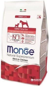 Monge Mini Starter canine Курка Корм для собак дрібних порід до 10 кг 1,5 кг 78788 фото