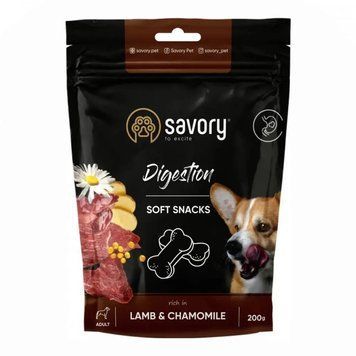 Мягкие лакомства Savory для собак для улучшения пищеварения, ягненок и ромашка, 200 г 73775 фото