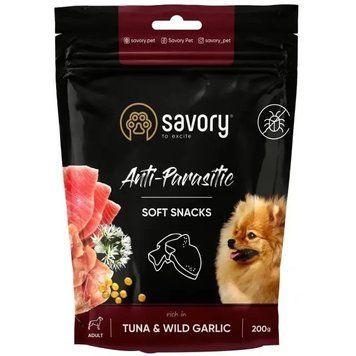 Мягкие лакомства Savory с антипаразитарным эффектом, тунец и дикий чеснок, 200 г 73778 фото