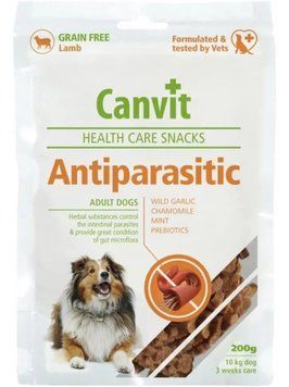 Canvit Antiparasitic с ягненком Лакомство для собак с чувствительным пищеварением 200г 24923 - 2 * 4,5 л 78318 фото
