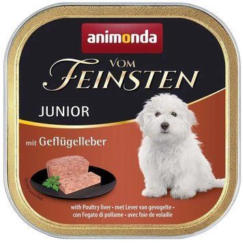 Animonda Vom Feinsten Junior with poultry liver вологий корм з печінкою птиці для цуценят 150 гр 80887 фото