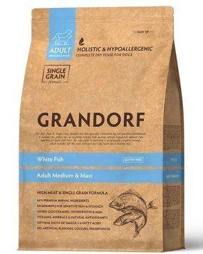 Grandorf White Fish Adult Medium Maxi Біла риба Сухий корм для дорослих собак середніх і великих порід 1 кг 78680 фото